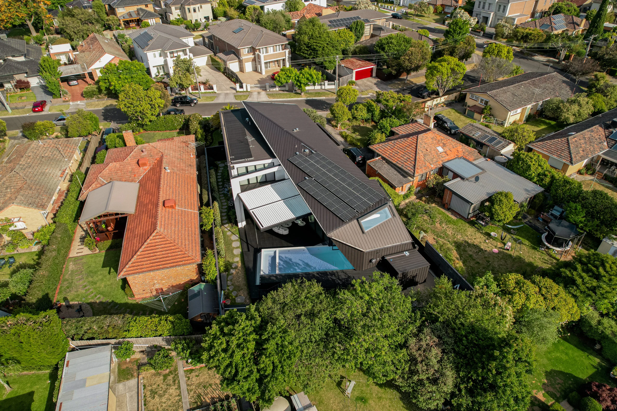 Aerial drone photograph of a building site